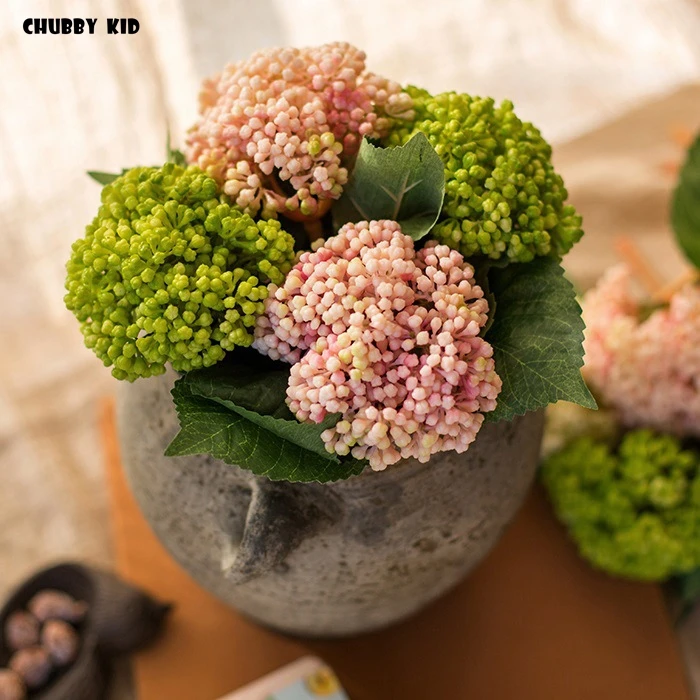 10pcs/lot !  Wholesale soft plastic artificial Hydrangea fruits real touch fake decorative hydrangea buds Hi-Q succulent plants