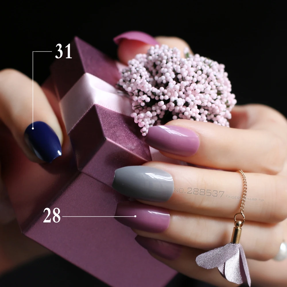 New pink hot Gray glitter False Coffin nails Green Blue Fake nail Nude Ballerinas nail Designs Pure colour candy Rose