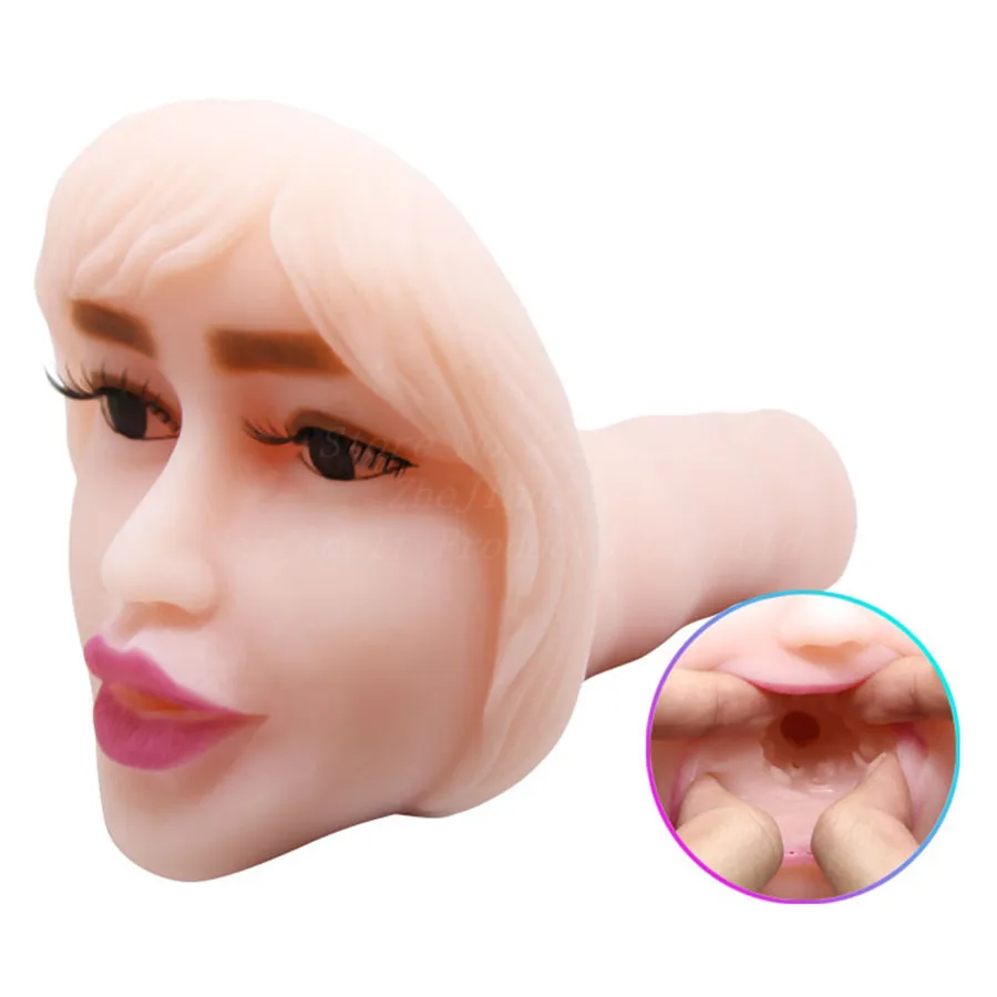 Realistic Face Multi-speed Vibration Oral Masturbator Sex Toys for Men Girl Blow Job Masturbator Mouth Oral Sex Products