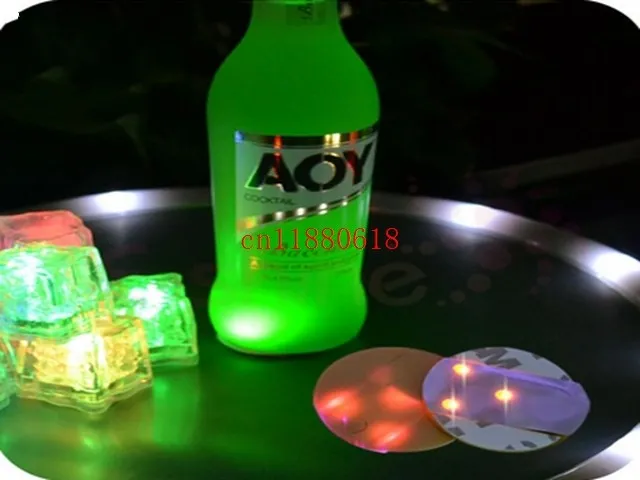 

500pcs/lot Free Shipping LED Flashing Bottle Coaster Sticker For Wedding Drinks/Glasses Night Club Party Decoration