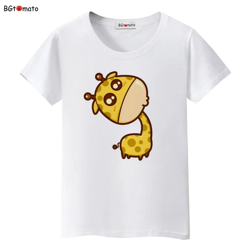 Économie décontractés de girafe de dessin animé, t-shirts super mignons, style charmant, chemises d'été neuves, t-shirts en Y, bonne qualité