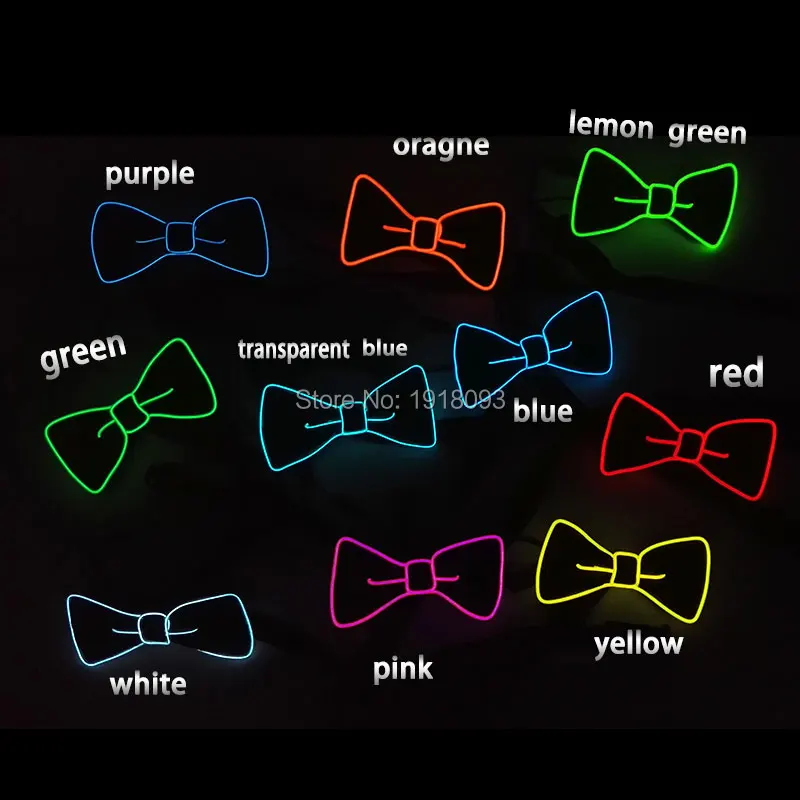 NEW Design Light 10 color Sound active LED BOW TIE glowing EL wire Bow Tie Novelty Lighti For Evening Party,bar,club