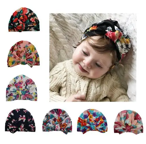 

2017 New newborn photography props Bohemia Style Bohemian Flower Baby Bowknot Hat Cute Crochet Beanie India Cap