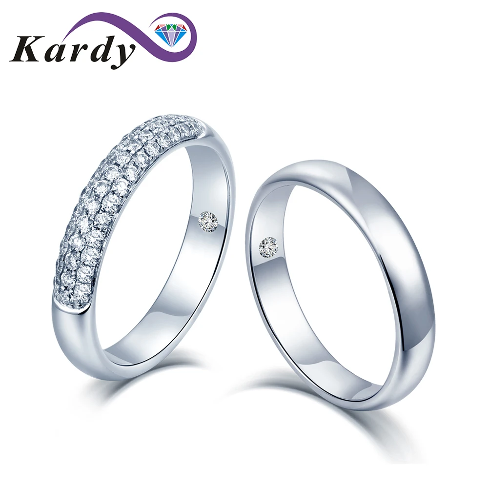 

Brilliant Real Natural Diamond 14K White Gold Wedding Engagement Promise Couple Band Ring Set(0.21cttw, G-H Color, VS-SI1)