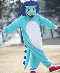 Neue Erwachsene Tier blau triceratops Cosplay Pyjamas Onesie Nachtwäsche Kostüm