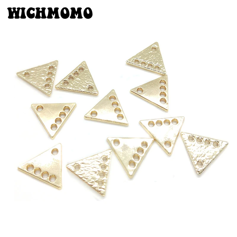 New 15mm 10pcs Triangle Connector Zinc Alloy Plating Gold Earrings Porous Connector Charms Pendant for DIY Jewelry Accessories