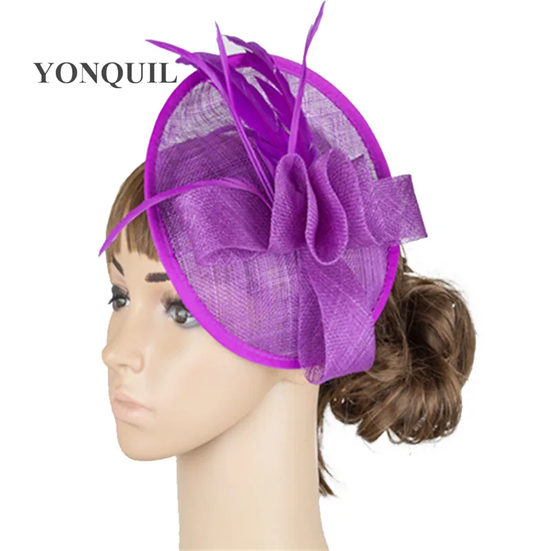 

Nice Sinamay Fascinator Headwear Cocktail Bridal Feather Hair Accessories Millinery Cocktail Hats Headpiece Headband MYQ024