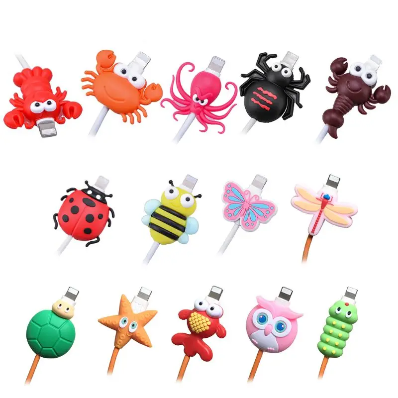 Cute Insect Shape USB Charger Cable Protective Cover Soft Silicone Data Line Wire Cord Protector For  iPhone Connector