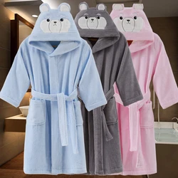 Albornoz de algodón para niños y niñas, pijamas suaves con cinturón, Color sólido, regalo de Navidad, Invierno
