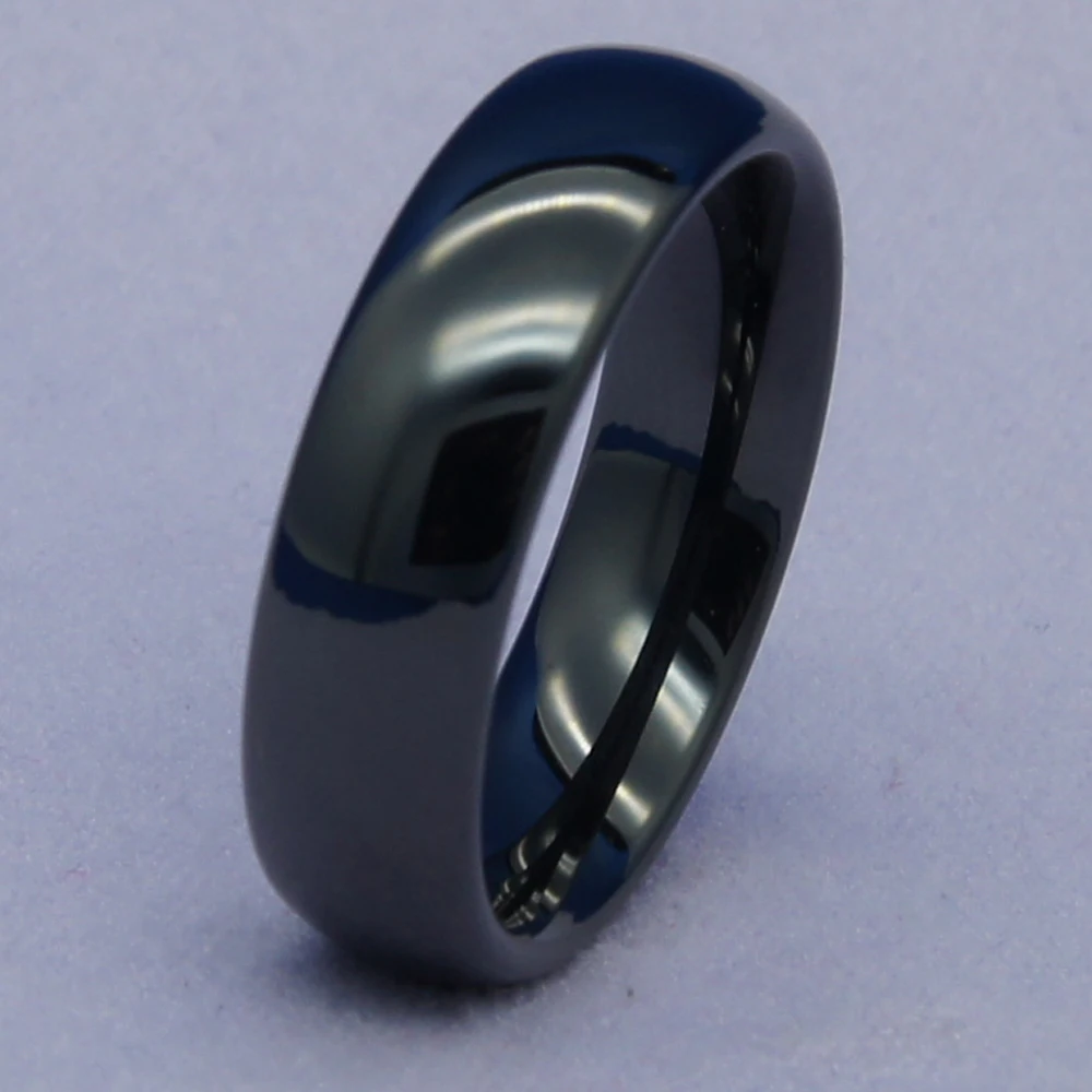 6mm width classic dome black hi-tech scratch proof ceramic ring 1pc