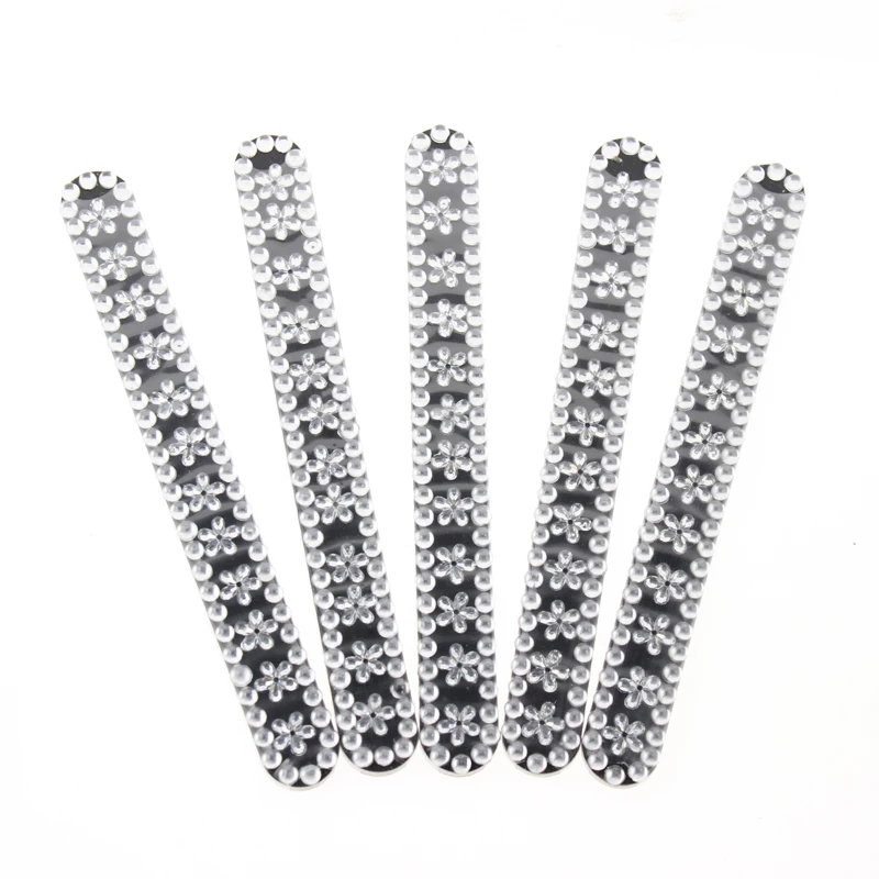 5Pcs/Set Rhinestone One Side Professional Promotional Lime A Ongle Lixa De Unha Manicure Nail Files Buffer Block Emery Board