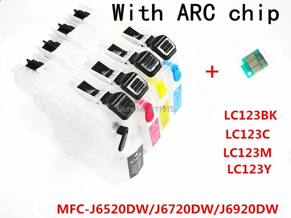 4 ink LC123 BK C M Y refillable Ink cartridge for Brother MFC-J6520DW/MFC-J6720DW/MFC-J6920DW printers with permanent chip