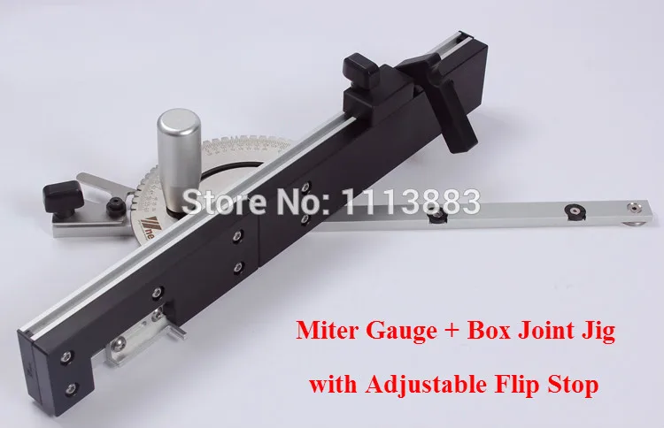 Miter Gauge and Box Joint Jig Kit with Adjustable Flip Stop, Brass/Aluminum Handle for you to choose