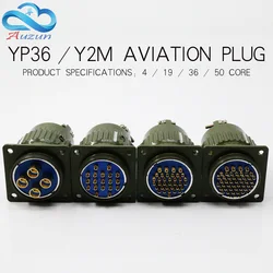 Aviation Plug Socket Round Connector YP36 /Y2M Series 4/19/36/50/65 Core Pins  diameter 36MM