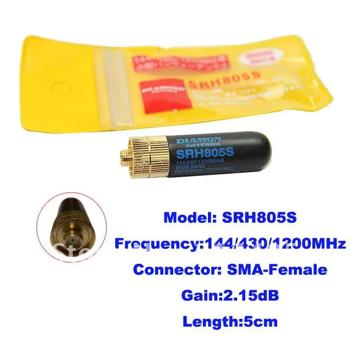 

Free Shipping SMA-Female 144/430/1200MHz Wide Band SRH805S Antenna for Kenwood Wouxun Puxing Weierwei Quansheng Baofeng Linton