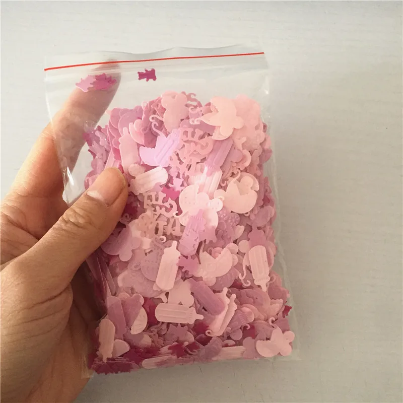 Newborn Girl Baby Shower table decoration kits scatter sparkle Pink  it's a girl baby bottle carriage FOIL Confetti supplies