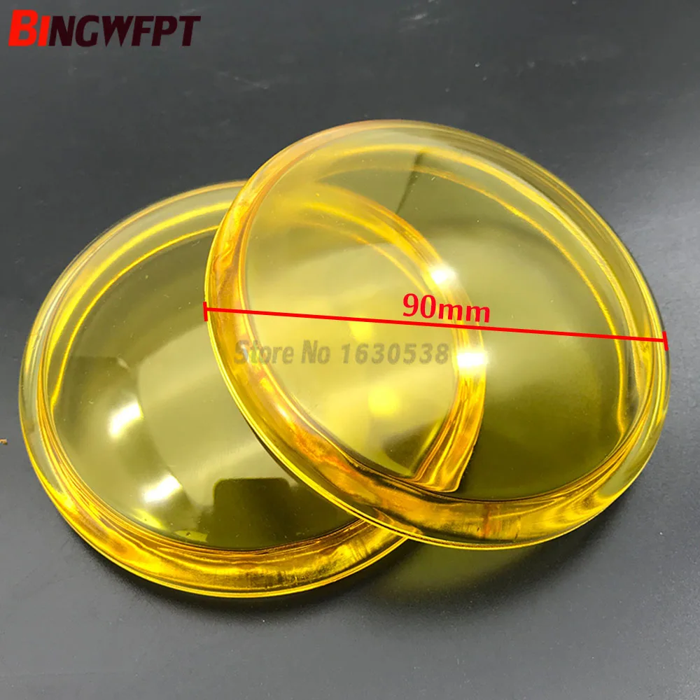 2pcs Round Diameter 90mm Fog Lights Lamps yellow Anti-fog Glass Tempered Glass For Peugeot 207 208 301 307 407 607 3008 MPV