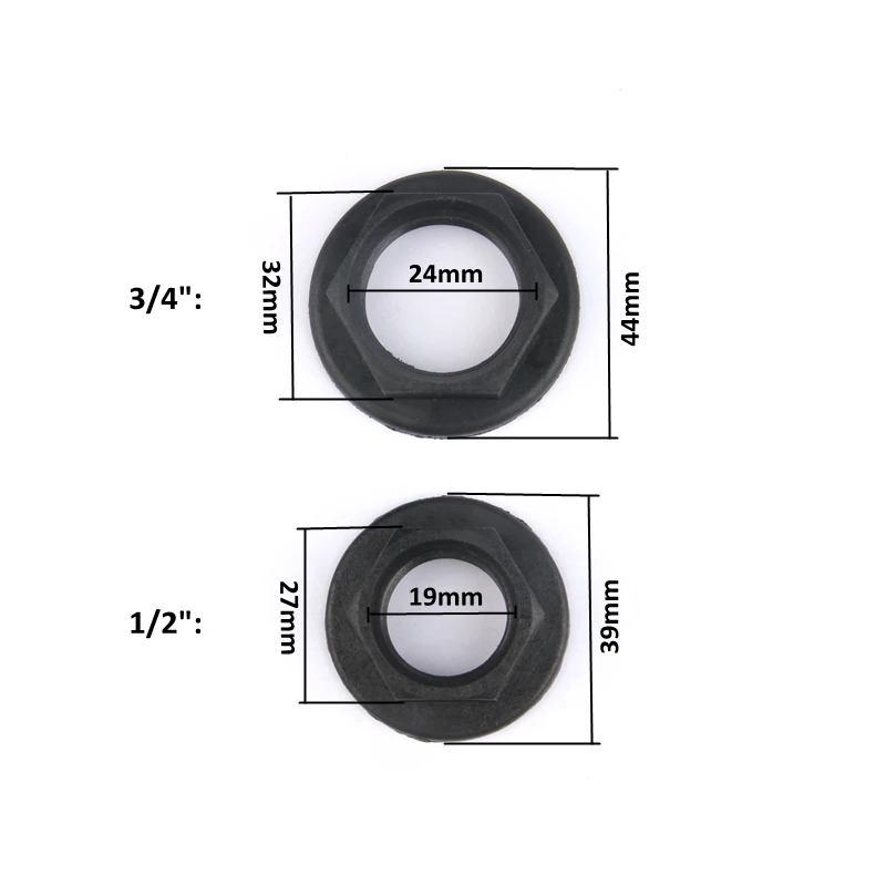 Wodoodporna nakrętka uszczelniająca Nakrętki kołnierzowe, złącze akwarium, okucia do akwarium, pierścień uszczelniający, gwint, plastik, 1/2 \
