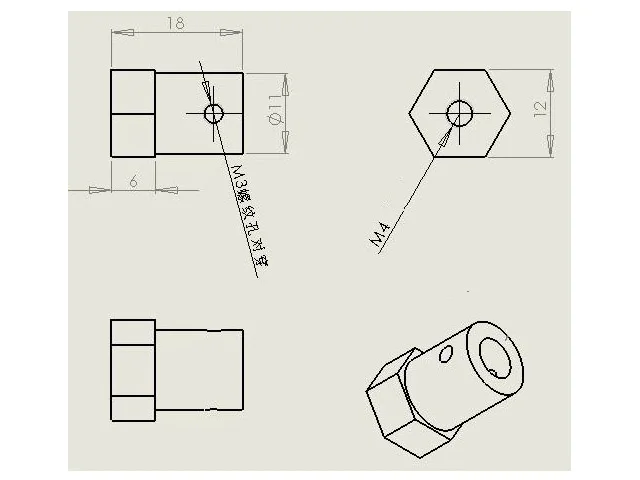 Motor Hex Coupling Hexagonal Brass Connector Connecting Shaft Copper Connector Motor Wheel Diy Robot Car Chassis