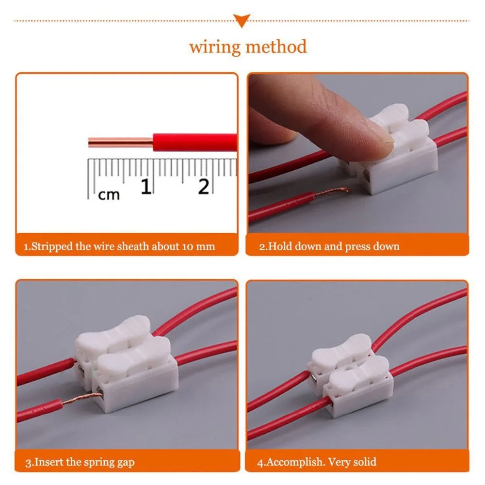 10PCS/Lot Motorcycle Car Boat Electrical CH2 2Pin Quick Splice Wire Connectors Terminal Electrical Cable Terminals