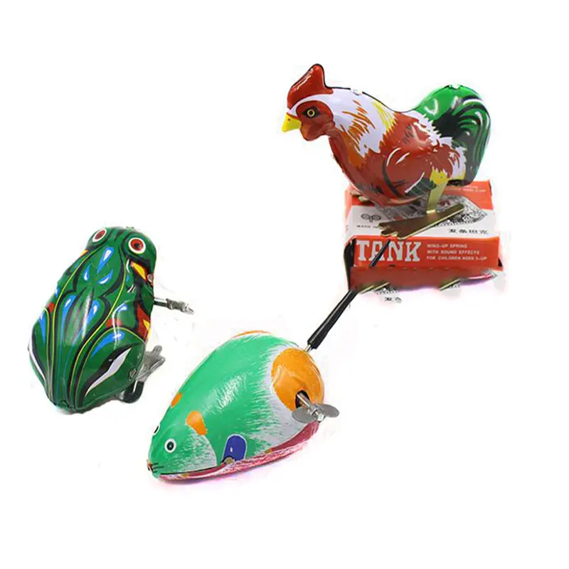 

Classics Collection Retro Clockwork Wind-Up Rooster Tin Toy Frog Mouse Rabbit Train Fire Truck For Toys Mechanical Children Gift