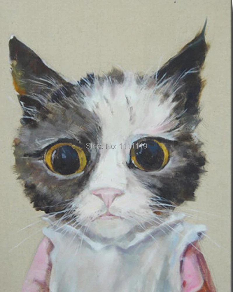 DaFen Handmade Oil Paintings Picture On Canvas Lovely Cat Pictures Modern Wall Animals  For Living Room Decor Hang Oil Painting