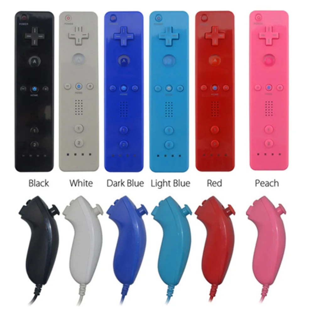 6 Colors 1 pack  Remote Controller  Nunchuk Game Controller for Wii   for Nintendo  without Motion Plus