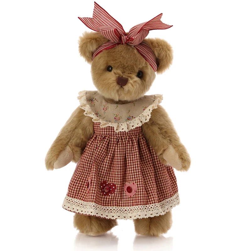 cute retro Teddy Bear Plush Toys  Plush Toys Bears in Clothes Dolls with Movable Joints Special for Kids Friends gift 35cm 1pc