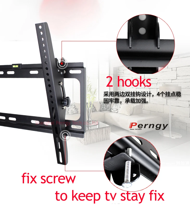 PTB-6044T 23 "30" 40 "55" montaggio a parete tv staffa 50 "in metallo 60kg vesa 400x400 Pannello LCD TV Montaggio A Parete tilt up down 15 build-in bolla