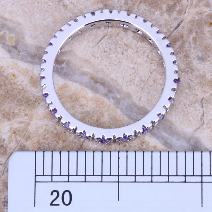Amazing Purple Cubic Zirconia Silver Plated Ring Size 5 / 6 / 7 / 8 / 9 R0012