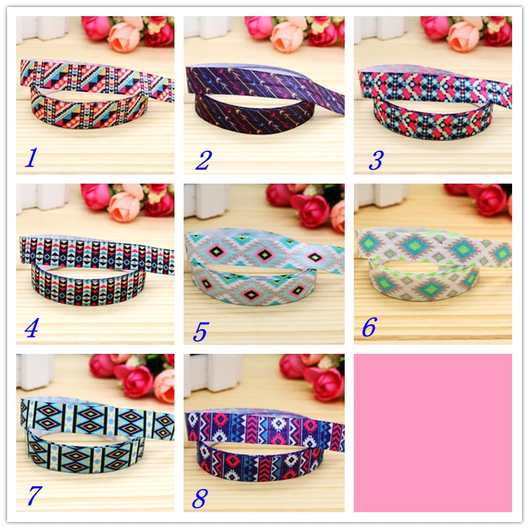 5/8''  Fold Elastic FOE tribal aztec printed headband headwear hairband diy decoration wholesale OEM S42