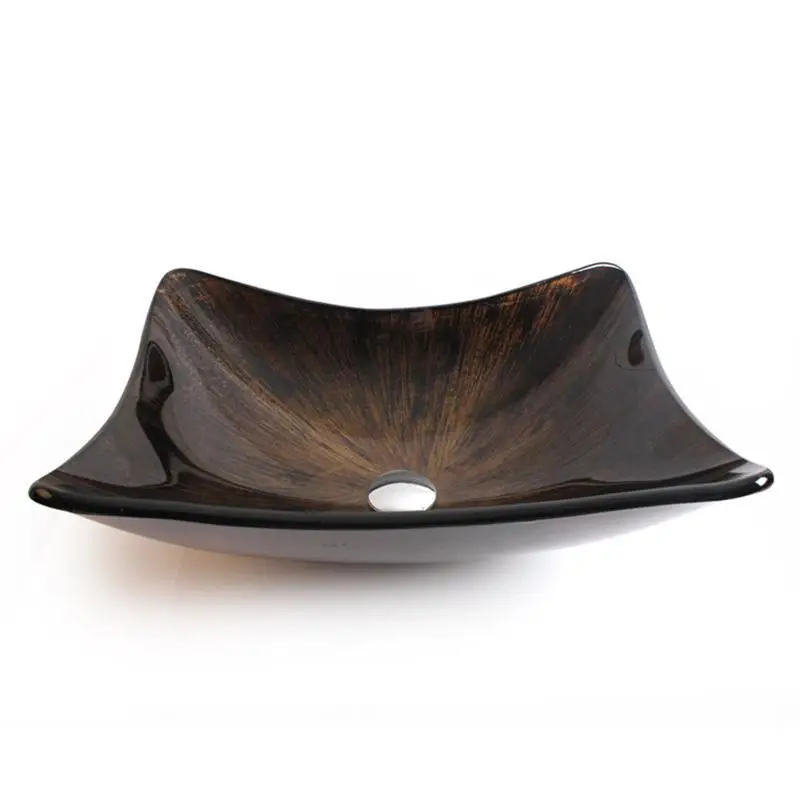 

Bathroom Tempered Glass brown Basin Ancient Lotus Flower Basin Wash Basin Creative Special-shaped Artistic Washbasin glass sinks