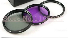 3 pcs 58mm UV CPL FLD Filter For  Rebel T5i T4i T3i T2i T1i Xsi Nik&n S&ny pentax &ly,pus DSLR Camera with tracking number