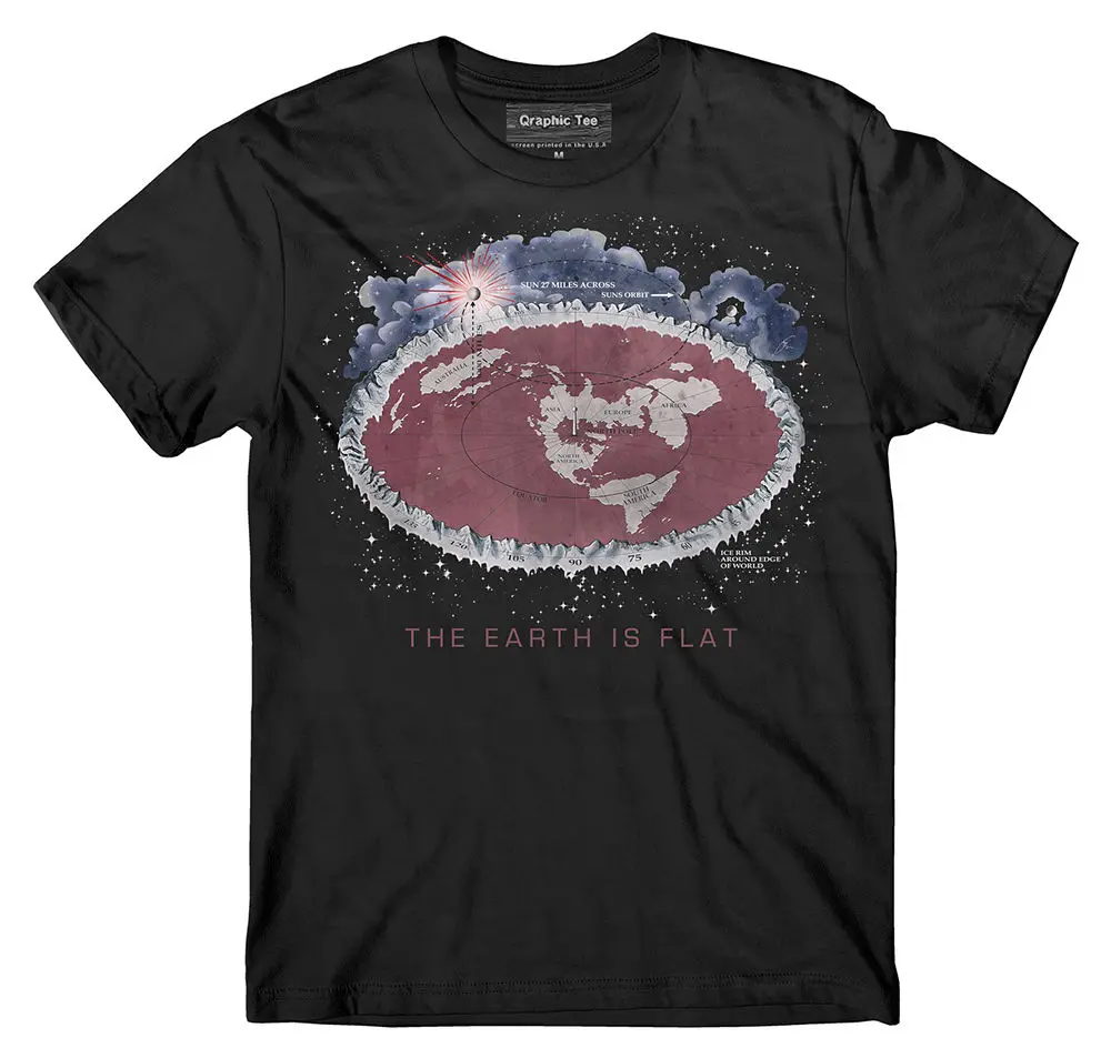 Design T Shirt 2019 New Letter Printing Flat Earth T-Shirt, Voliva Map, Earth Is Flat, Wilbur Glenn Voliva 1931 Ringer T Shirt