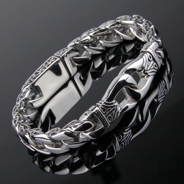 SDA Cool Hot Classic Puck Stainless Steel Pattern Bracelets Silver Bangles for Men