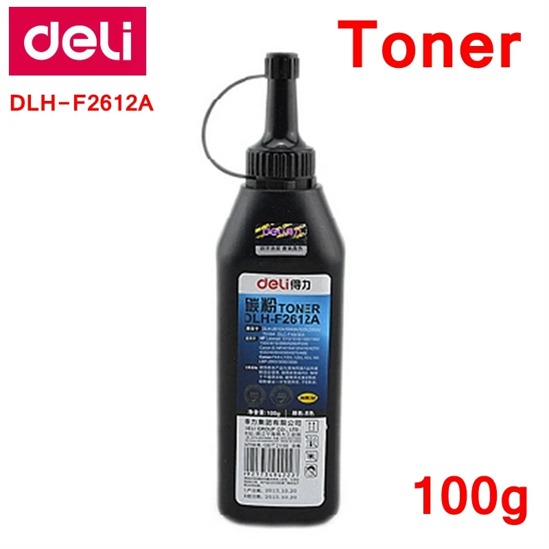 Deli DLH-F2612A Toner Powder 100g Applicable Printers HP Laserjet 1010/1018/1020/1160/1320/3015/5200 Canon IC MF 4010/4120/4270