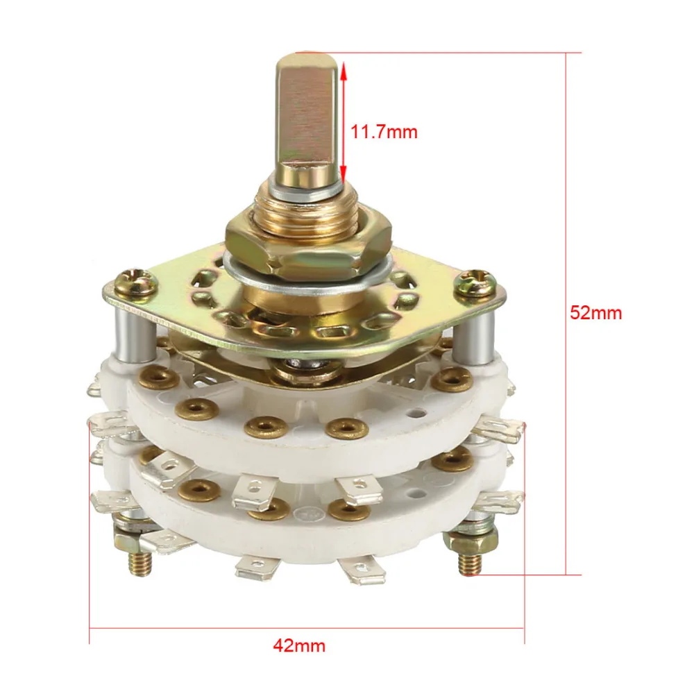 uxcell 5/6/12/18/20pins 1/2 Deck Band Channel Rotary Switch Selector 4P4T 3P3T 1P4T 2P8T 1P5T with Knob Used on Radio TV