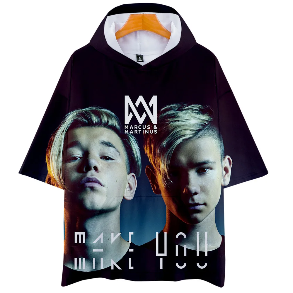 KPOP Marcus and Martinus 3D Printed Hooded T-shirt Women/Men Summer Short Sleeve Hip Hop T Shirt Casual Trendy Streetwear Tshirt