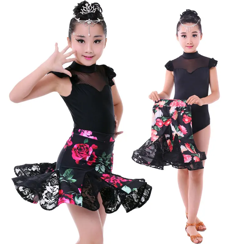 2pcs Sets Girl Latin Dance Dress For Girls Ballroom Dancing Dress Girl Competition Dancewear Kids Kid Dance Costumes Set