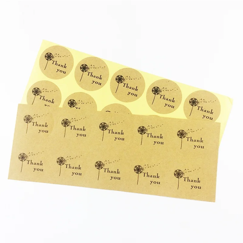 

500 Pcs/lot Thank you Sticker Classical Kraft package sealing label DIY For Gift Cake Baking Sealing Scrapbooking Labels