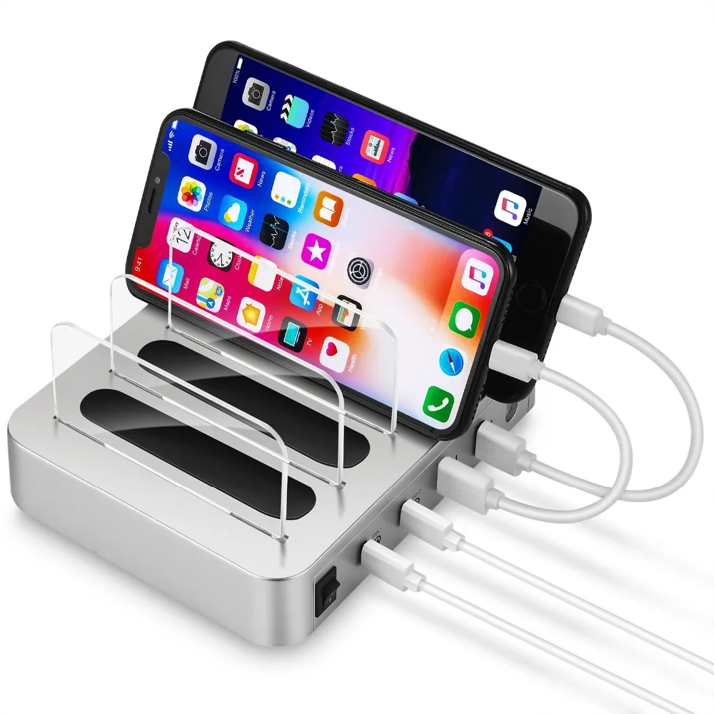 

USB Type-C Desktop Charger Station 4 Port 40W USB 2 PD Charger for MacBook Pro iPhone X/8/8 Plus Power Charge QC 3.0 for Samsung