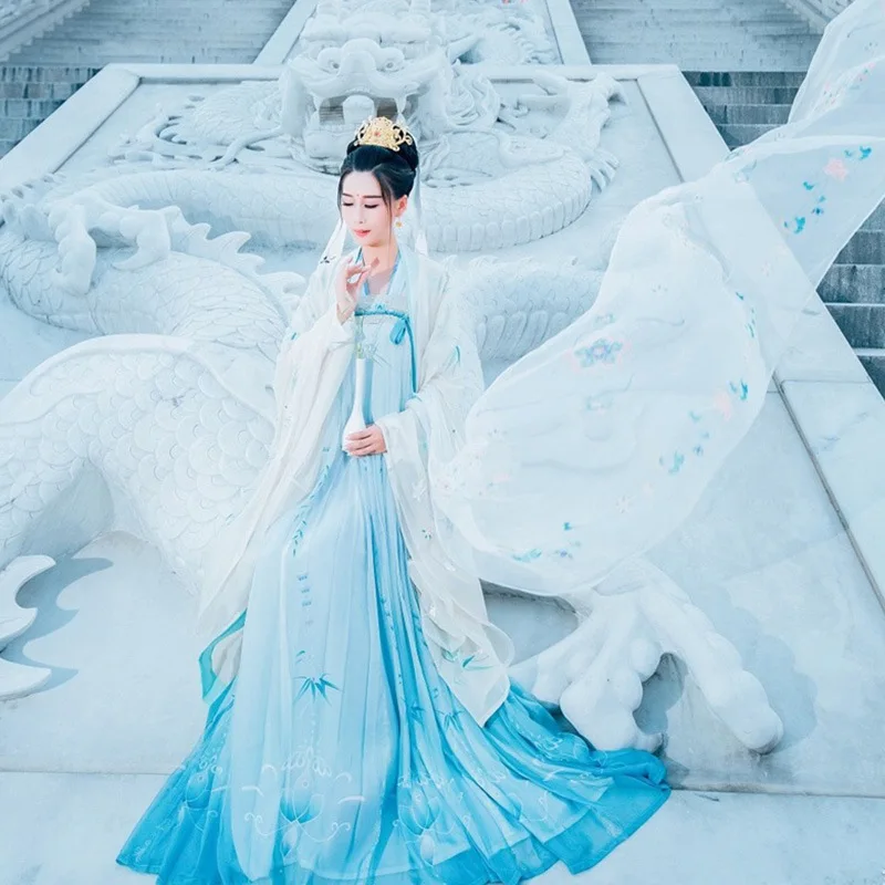 فستان صيني قديم من hanfu لصيف 2019 ، زي hanfu التقليدي للنساء والفتيات ، بدلة تانغ