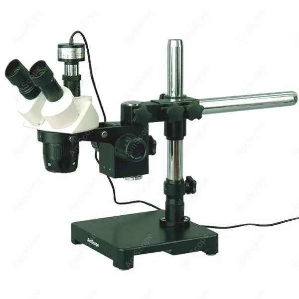 AmScope Supplies 10X-20X-30X-60X Stereo Microscope on Boom Mount + Digital Camera  SW-3T13Z-PB