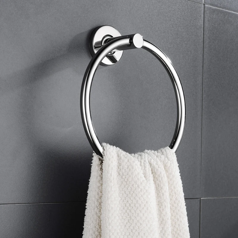 Stainless Steel Round Style Towel Ring Holder Wall Mount Tolder Rack Bathroom Accessories Bath Hardware