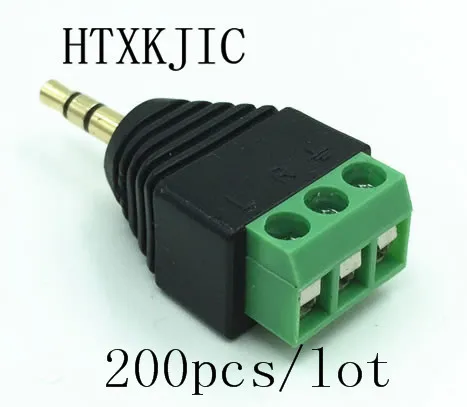 

3.5mm 3ploe 1/8 Inch Stereo Male Plug to AV Screw Video Balun Terminal Jack 3.5 mm Male 3 pin Terminal Block Plug Connector