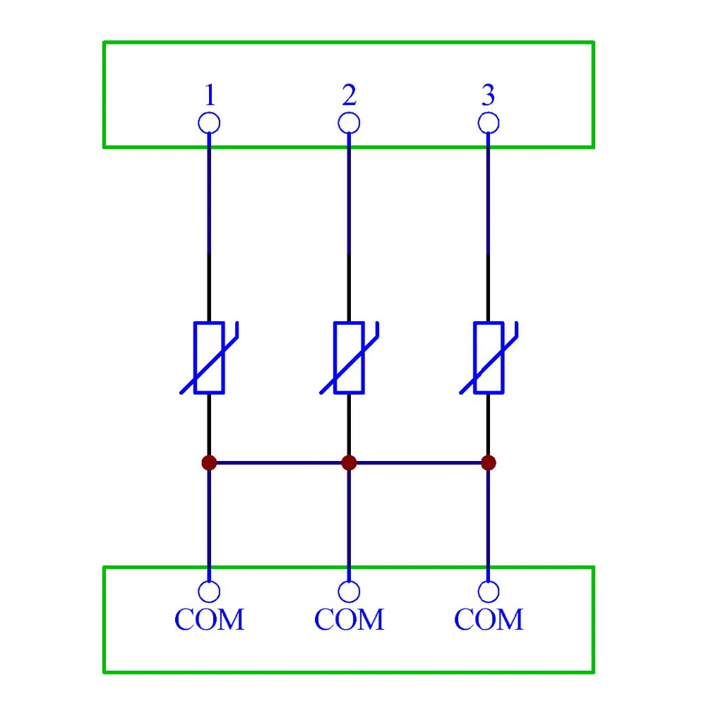3 Channels Common DIN Rail 275V SIOV Varistor Surge Protection SPD Module.