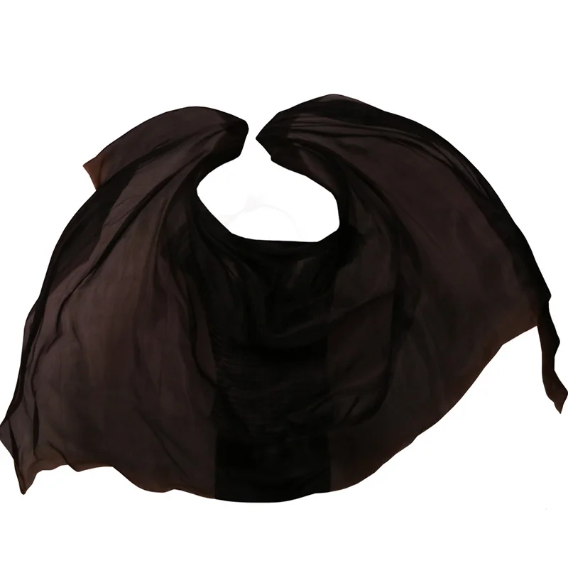 Voile de danse du ventre en soie, écharpe de châle de couleur noire Pure, voile de Performance pour pratique de danse du ventre