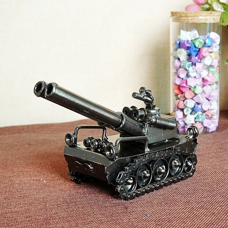 BOLAFYNIA Iron double gun tank model toy children toy for Christmas birthday gift crafts