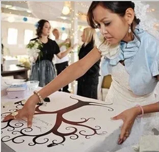 Wedding Fingerprint Tree Signature Tree Canvas Painting Wedding Party Favors And Gifts For Guest 30*40cm/60*75cm