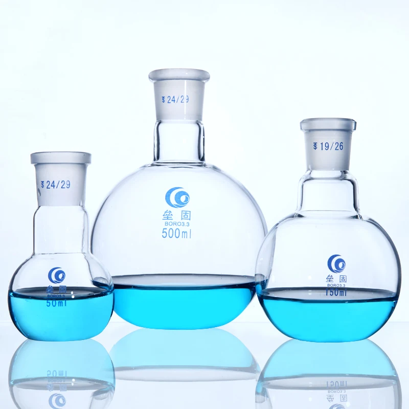 Single Port Glass flask flat bottom Thicken Borosilicate Glass high temperature resistance Standard flask laboratory